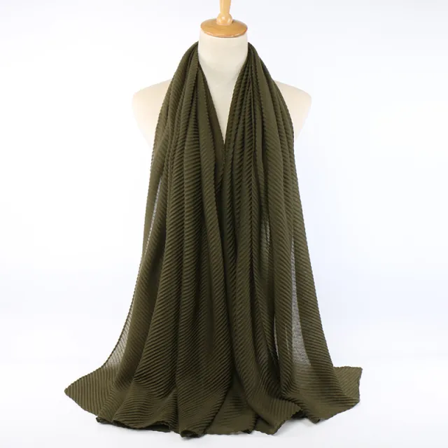 Pleated cotton women's scarf Army Green - Shop at LoveMi