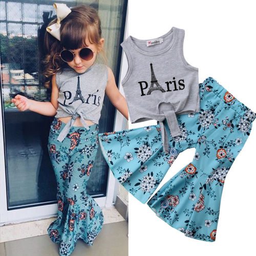 Vest Tops T-shirt+Wide Leg Floral Pants