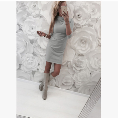 Sexy high neck long sleeve slim dress