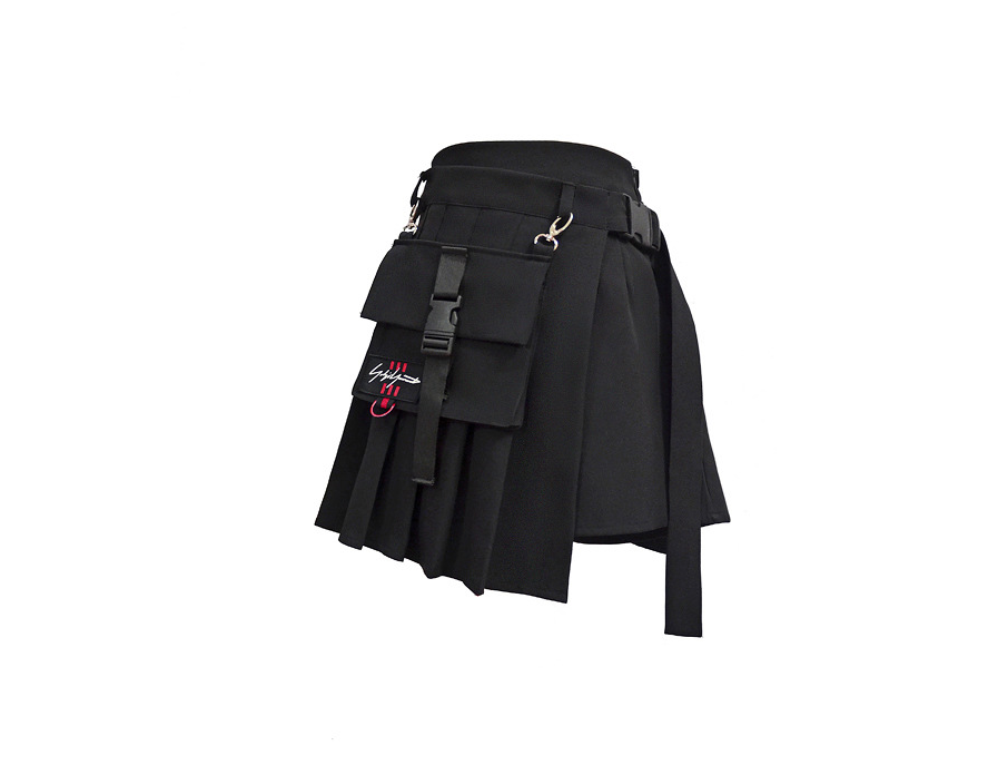 Pocket Irregular Skirt Fashion Harajuku Gothic Retro Chain