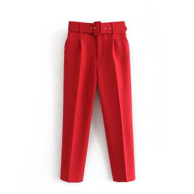Belt accessories high waist slacks Red - Shop at LoveMi