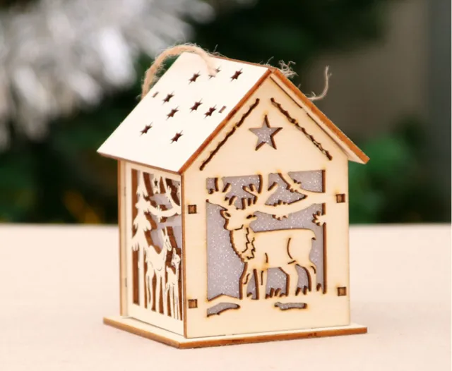Christmas Led Light Wood Decoration D 2Pcs - Shop at LoveMi
