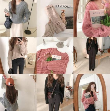 Woven stick v-neck lazy sweater