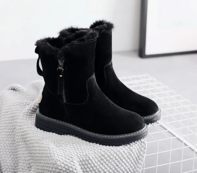 Plush platform snow boots Black - Shop at LoveMi