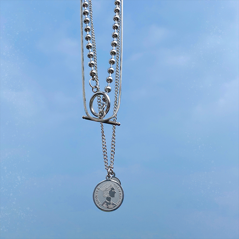 Round head portrait multi-layer necklace