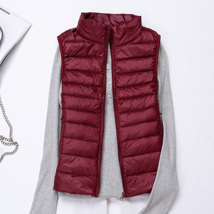 New Autumn Women Light Down Vest Wine - Shop at LoveMi