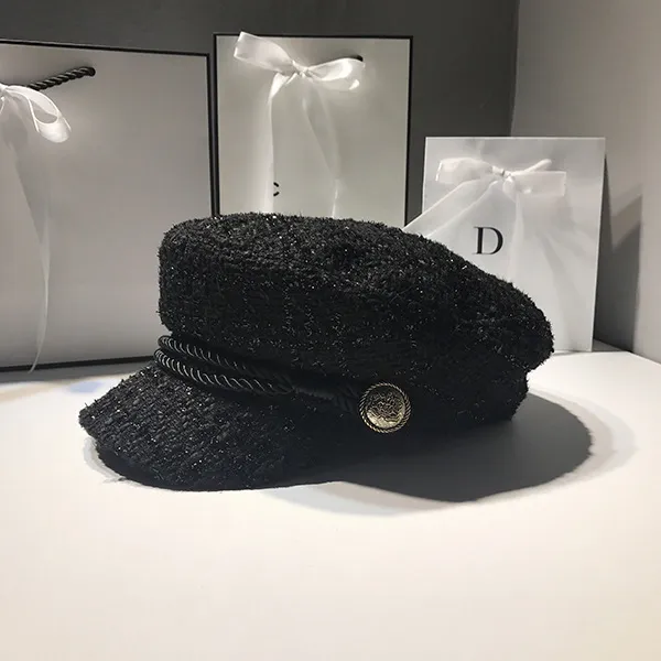 Women's casual bright silk navy hat Black - Shop at LoveMi