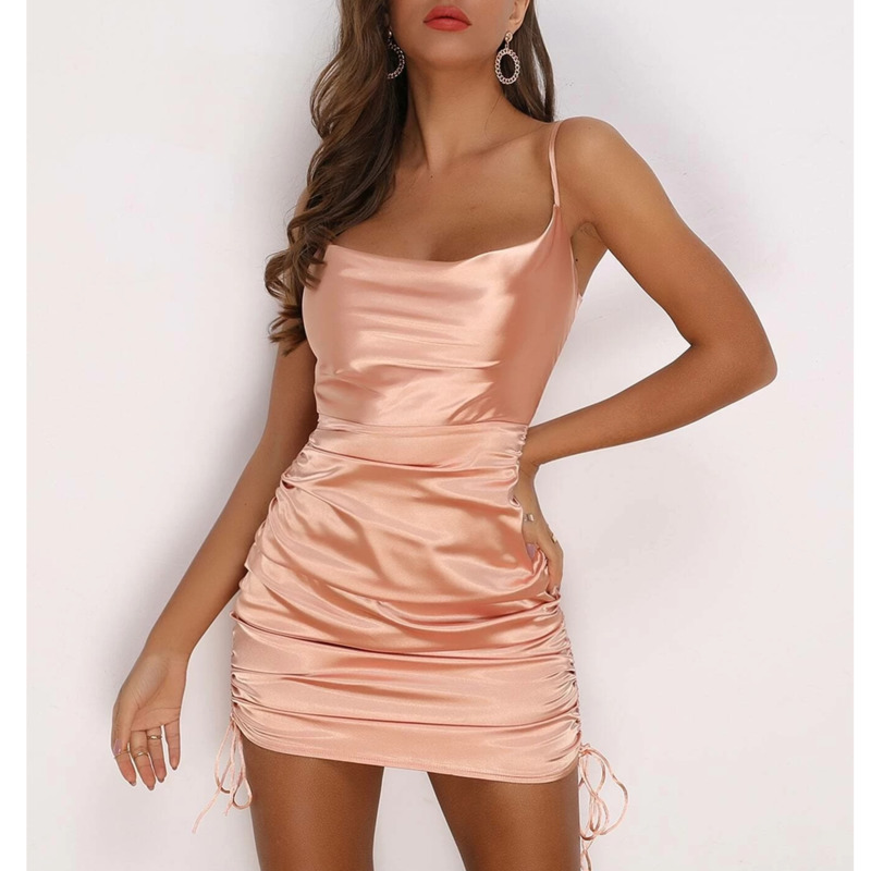 Suspender drawstring halter dress