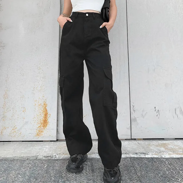 Super fire drape mopping straight leg pants Black - Shop at LoveMi