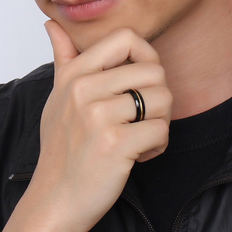 Tungsten steel black gold ring