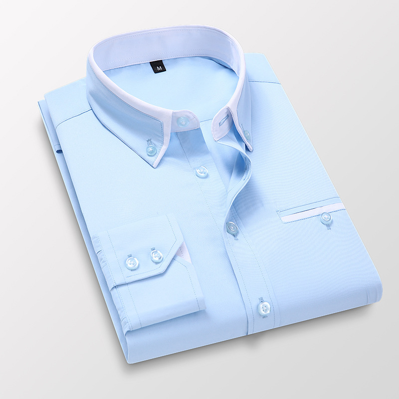 Check casual slim fit non-iron thin men's shirt trend