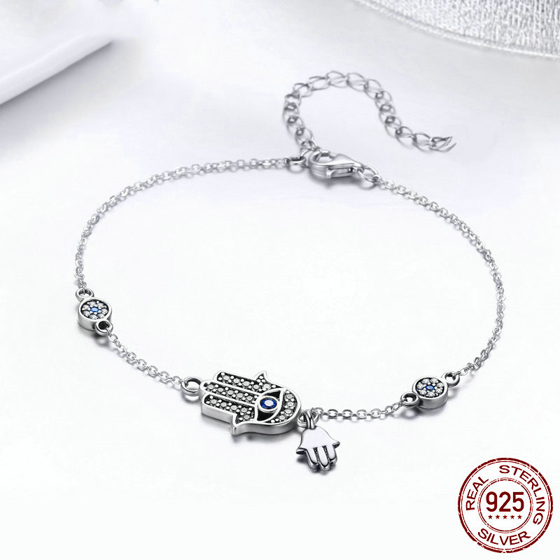 Ladies Fatima Hand Silver Bracelet