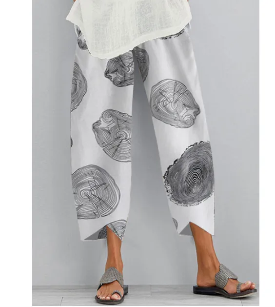 Wide Leg Pants Loose Casual Cotton Linen - White