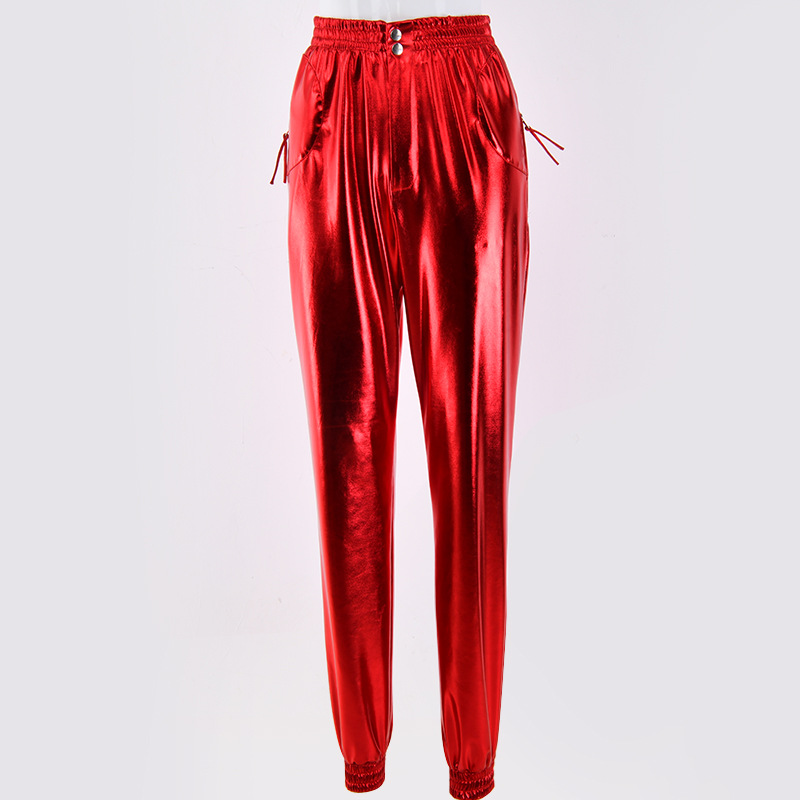 European and American fashion casual leather pants Red - Shop at LoveMi