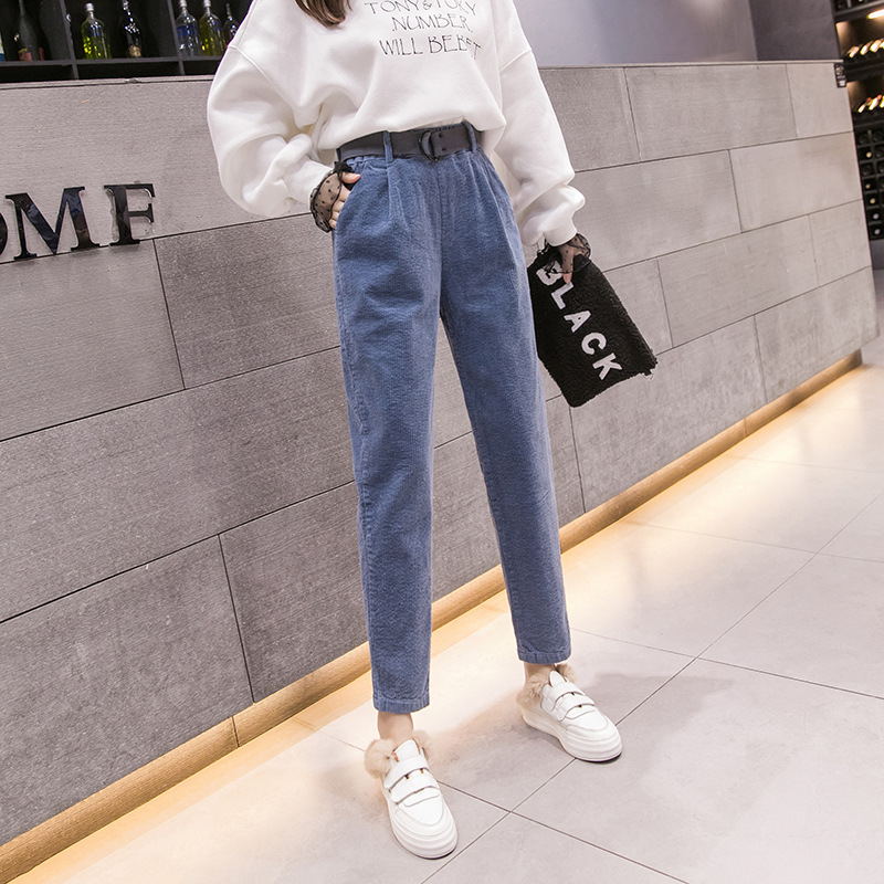 Elastic waist casual pants Blue - Shop at LoveMi