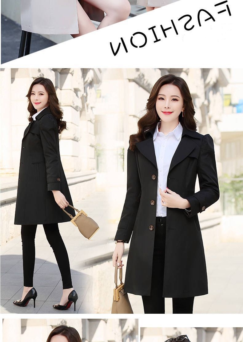 Spring Autumn Trench Coat Slim Single Breasted Black - Shop at LoveMi