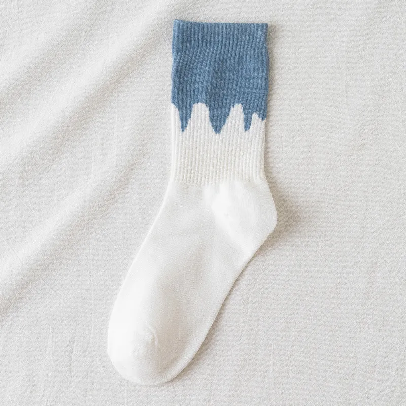 Breathable stockings plaid cotton socks - White