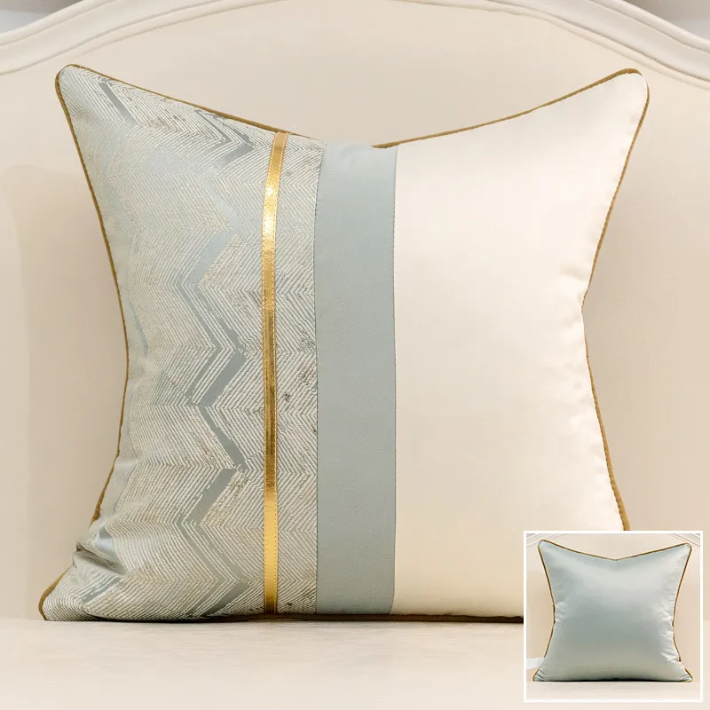 Geometric pattern ppcotton pillow - Light Blue