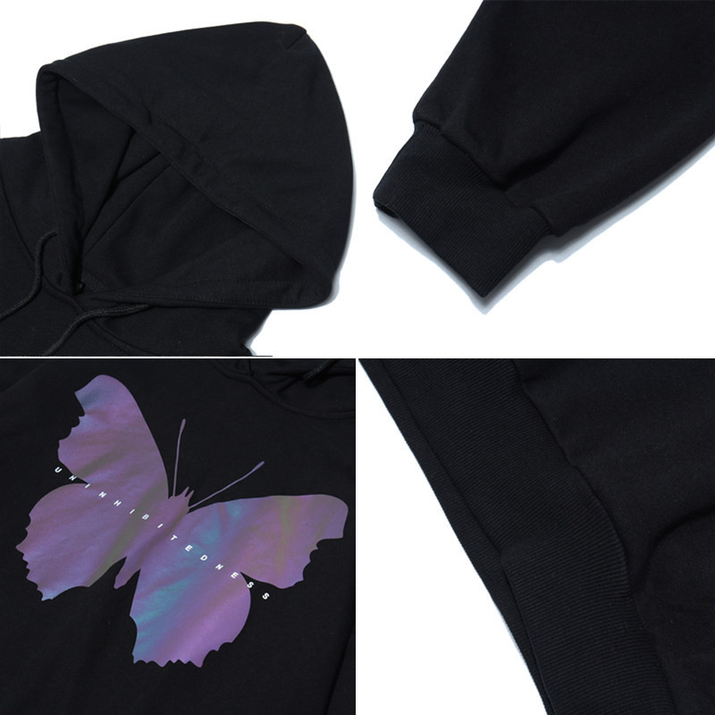 Reflective butterfly print sweatshirt