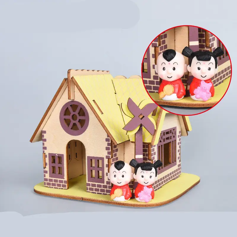 Wooden three-dimensional puzzle