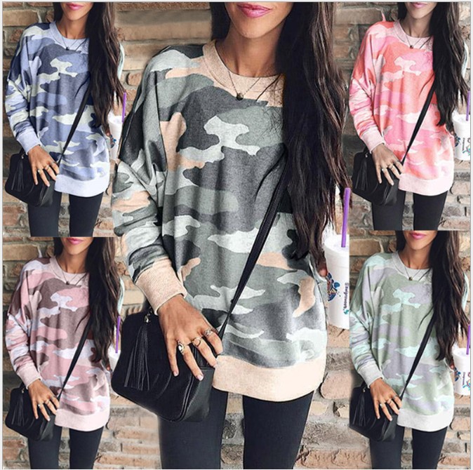 Camouflage print pullover long sleeve