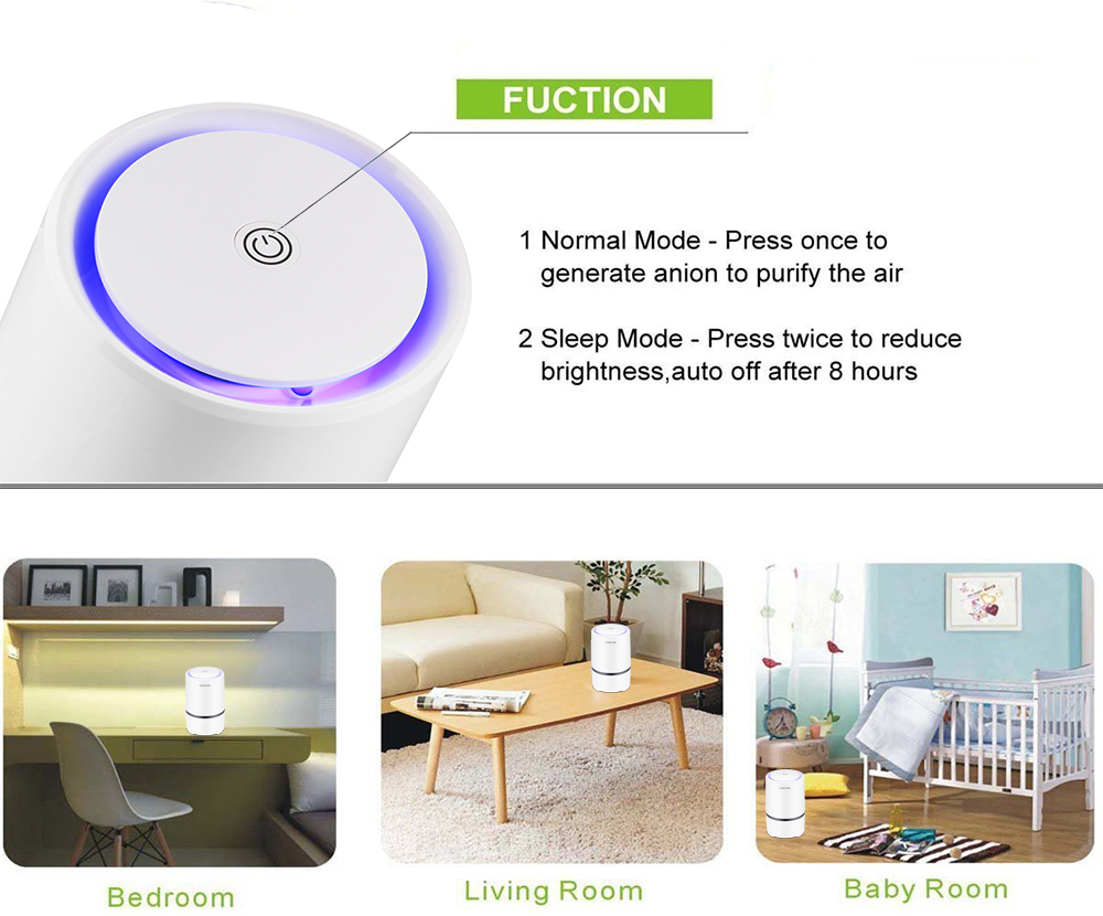 USB Air Purifier Air Cleaner for Home Low Noise — foto 2