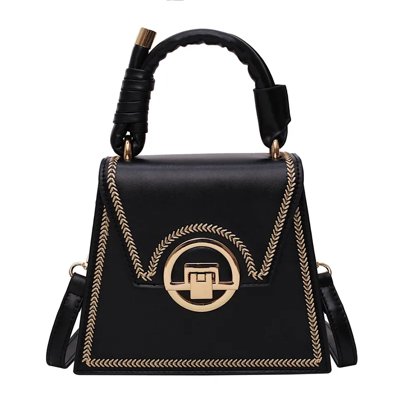 Lock crossbody small square bag - Black