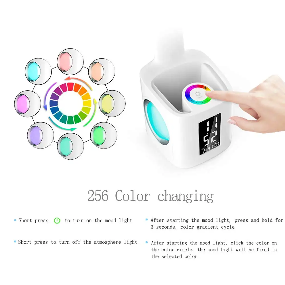 Study LED Desk Lamp USB Charging Port&Screen&Calendar&Colors