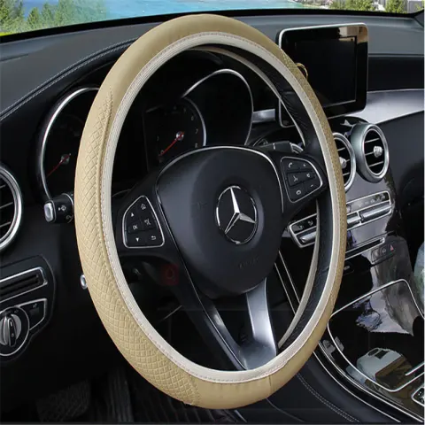 Fiber Leather Double Round Steering Wheel Cover