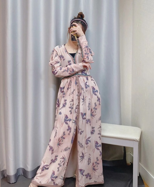 Vintage print dress long skirt