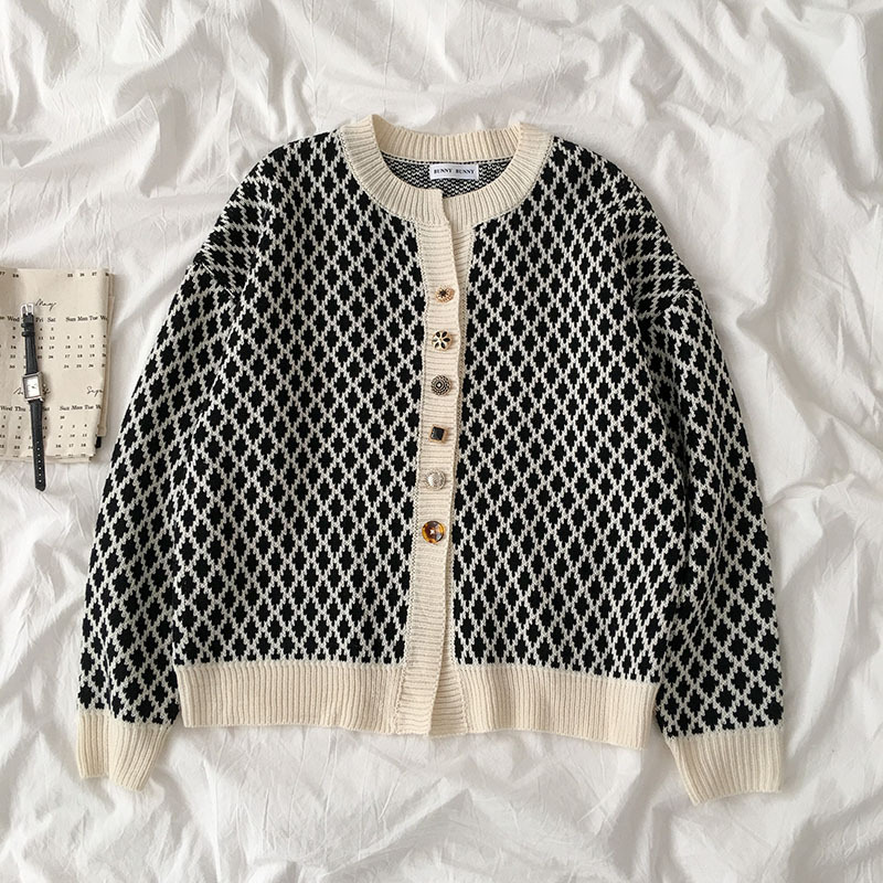 Vintage plaid jacquard jacket
