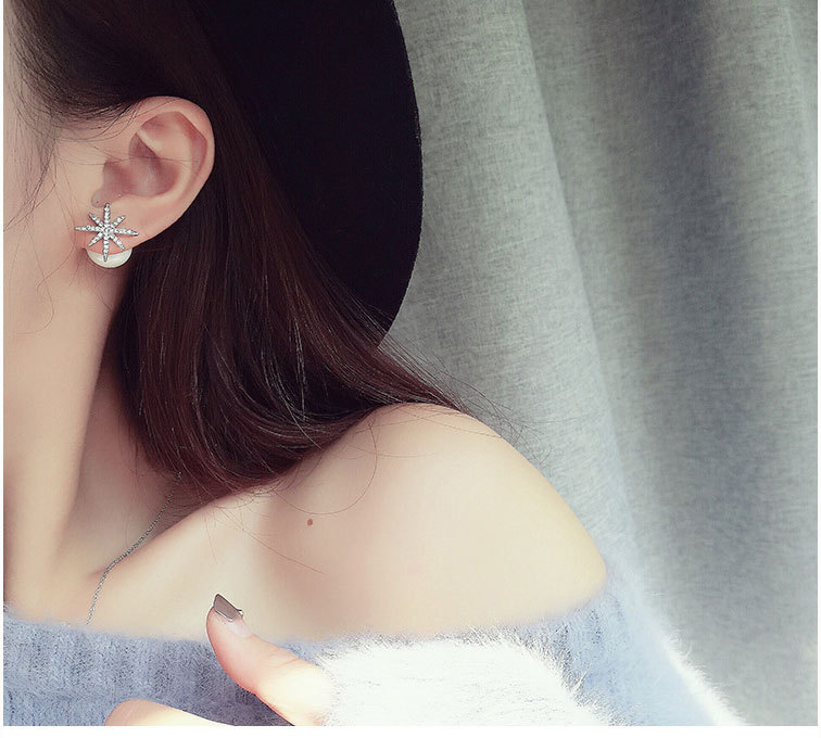 Zircon Snow Pearl Double-sided Earrings — foto 2