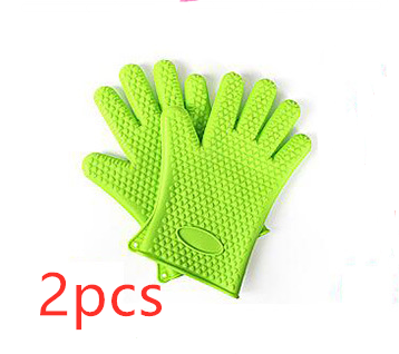 Food Grade Silicone Heat Resistant BBQ Glove Silicone Oven Mitts Green - Shop at LoveMi