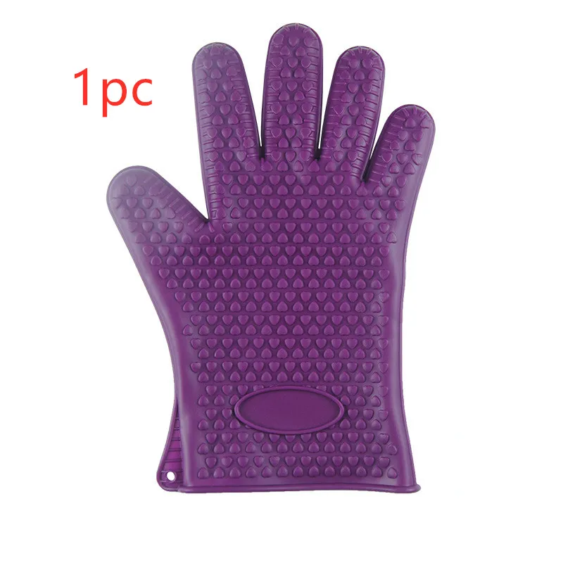 Food Grade Silicone Heat Resistant BBQ Glove Silicone Oven Mitts - Purple