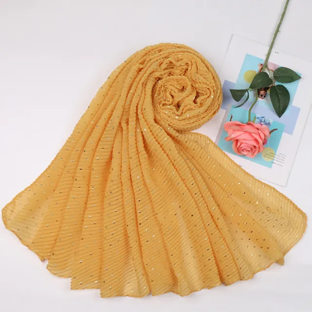 Sprinkle gold folds bronzing cotton and linen scarf Ginger - Shop at LoveMi