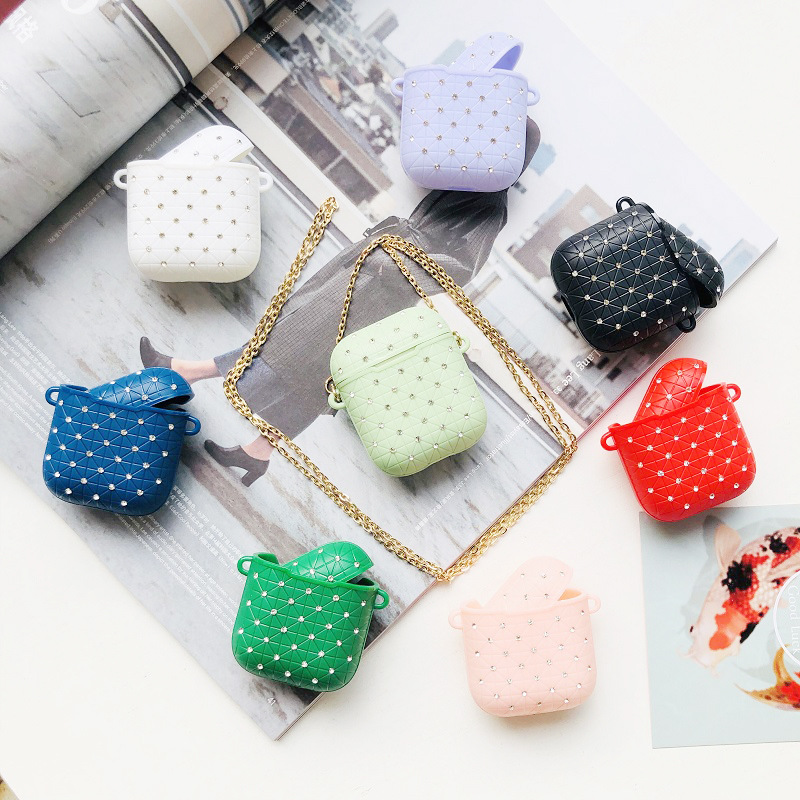 Funda protectora caja auriculares con diamantes incrustados