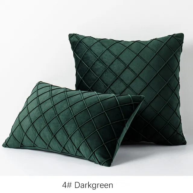 Diamond plaid velvet pillowcase Dark Green - Shop at LoveMi