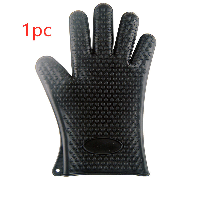 Food Grade Silicone Heat Resistant BBQ Glove Silicone Oven Mitts Black - Shop at LoveMi