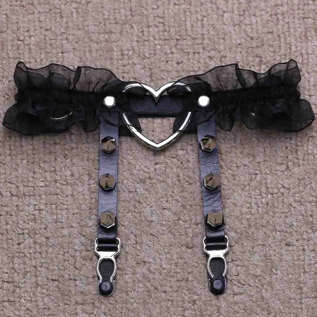 Sexy sexy peach heart garter belt - Black