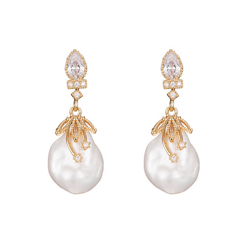 Baroque true pearl earrings