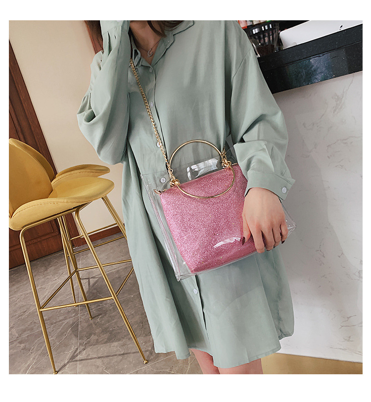 Transparent chain laser handbag