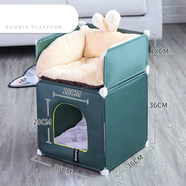 Warm and fully enclosed cat villa Green - Shop at LoveMi
