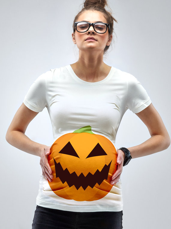 Cartoon pumpkin print maternity wear
