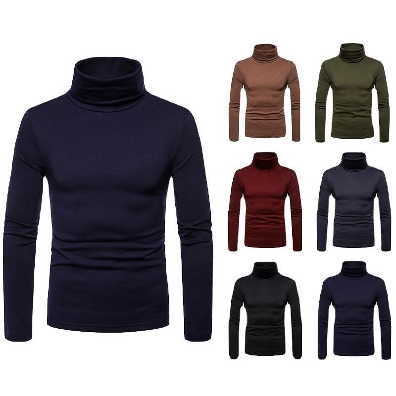 High-neck long-sleeved T-shirt