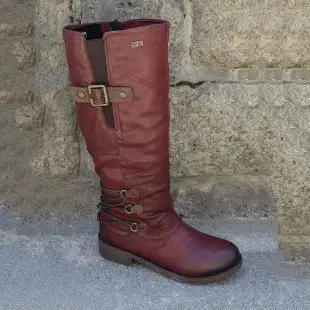 Knight boots female round head low heel square heel