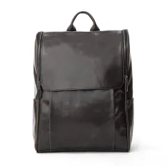 First layer leather black computer backpack - Grey - View 1