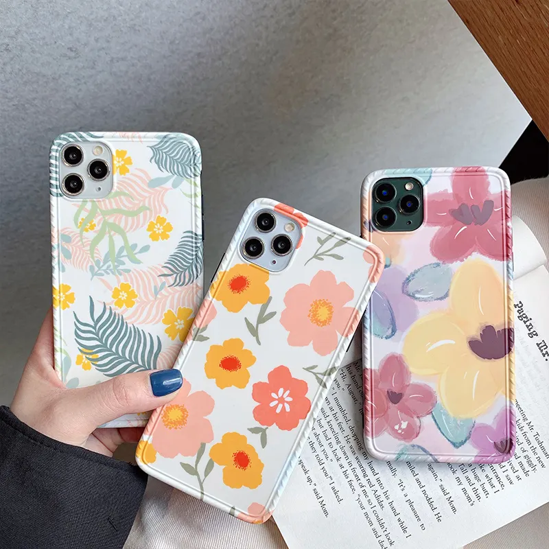 Painted Flower and Leaf Cell Phone Case