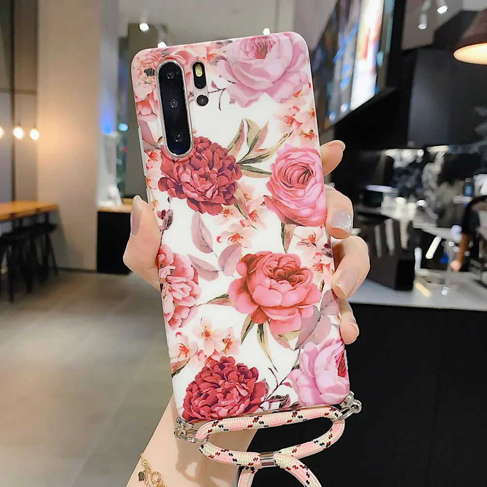 Patterned phone case with lanyard