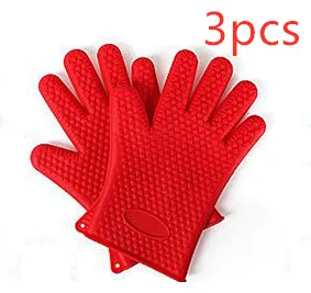 Food Grade Silicone Heat Resistant BBQ Glove Silicone Oven Mitts - Red
