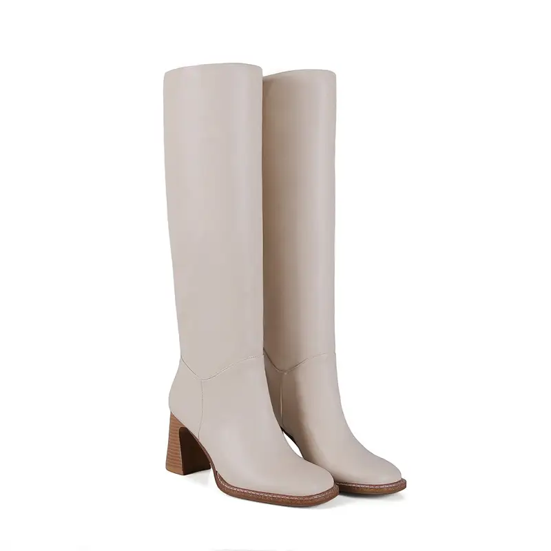 Block heel square toe high heels